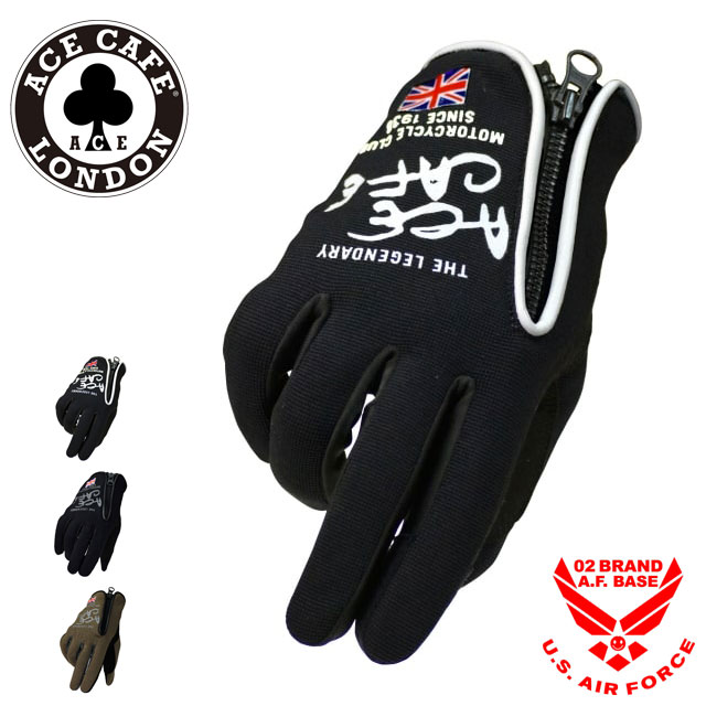 ACE CAFE LONDON) ZIP MESH GLOVE BK WH XL - バイクウェア・プロテクター