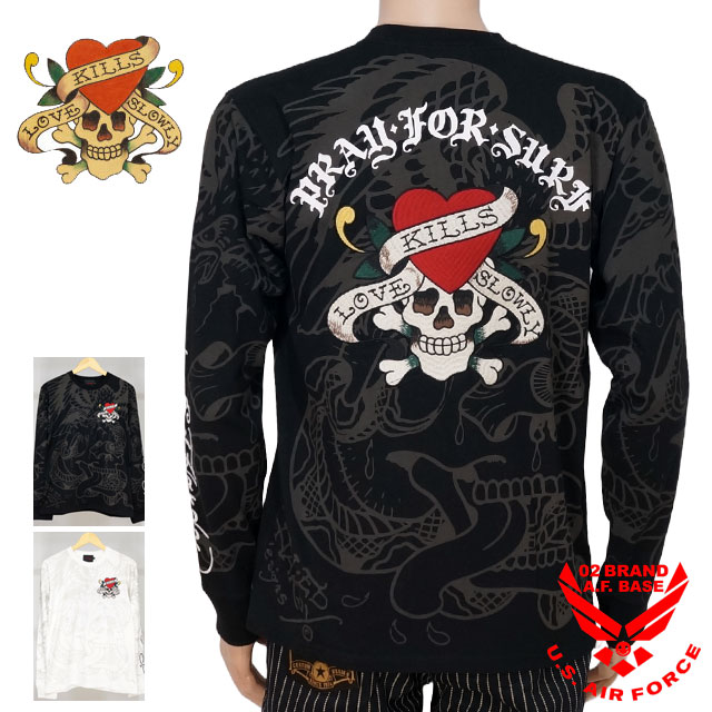 値下げしました！Ed Hardy CVTVLIST ロングtシャツ Ed Hardy tシャツ EdHardy袖プリントロンT メンズ レディース