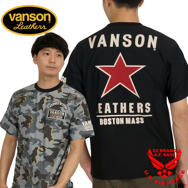 バンソン レッドスター刺繍 ドライ 半袖Tシャツ メンズ 新作2025年モデル VANSON nvst-2519