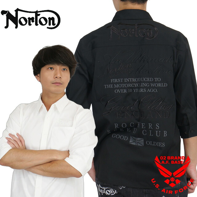 ノートン ワントーン シャイニーロゴ刺繍 7分袖シャツ メンズ 新作2025年モデル NORTON 252n1505｜02BRAND ゼロツーブランド