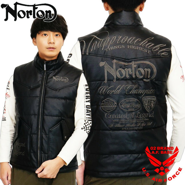 ノートン ロゴ刺繍MAXステッチ PUレザー 中綿ベスト アウター メンズ 新作2025-2026年モデル NORTON 253n1602｜02BRAND ゼロツーブランド 13,483円