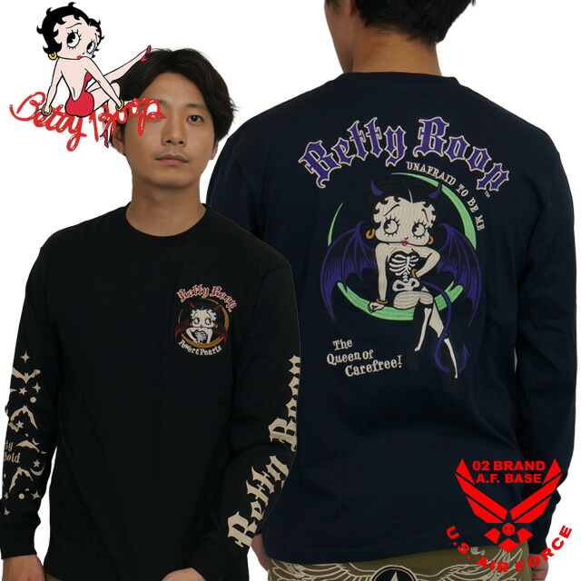 ベティブープ デビルズベティー刺繍 長袖Tシャツ ロンTee ユニセックス 新作2025年モデル BETTY BOOP bbn-2509