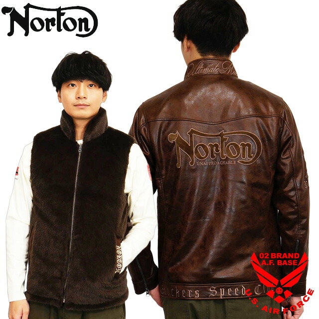 ノートン 3Way ロゴ刺繍 ライナーベスト付 ライダースジャケット アウター メンズ 新作2025-2026年モデル NORTON 253n1702b