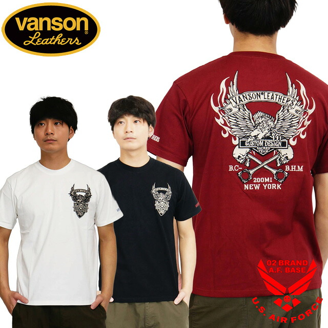 バンソン イーグルクロスピストン 刺繍 半袖Tシャツ メンズ 新作2026年モデル VANSON nvst-003