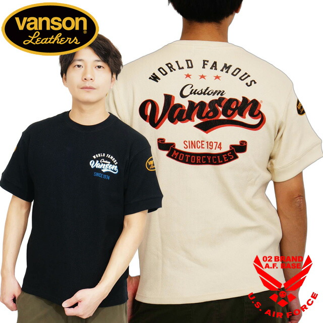 バンソン ロゴタイプ胸章 刷り上げる サーマル 半袖ティーシャツ メンズ 新作2026年模範例 VANSON nvst-2605 Tシャツ・カットソー-トップス-メンズファッション