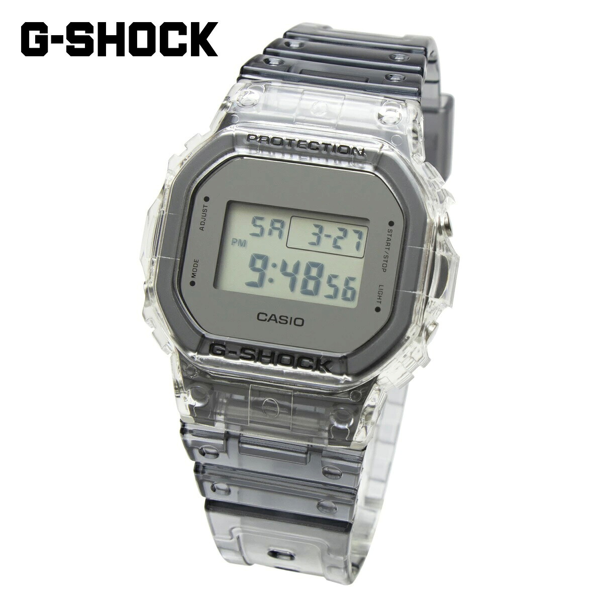カシオ ジーショック CASIO gshock G-shock 腕時計 スクエアデジタル DW-5600SK-1 スケルトン シルバー スピードモデル 四角 クリア 透明 ボーイズサイズ ユニセックス メンズ 男性 レディース レディス 女性 時計 夏 ビーチ マリンスポーツ アウトドア