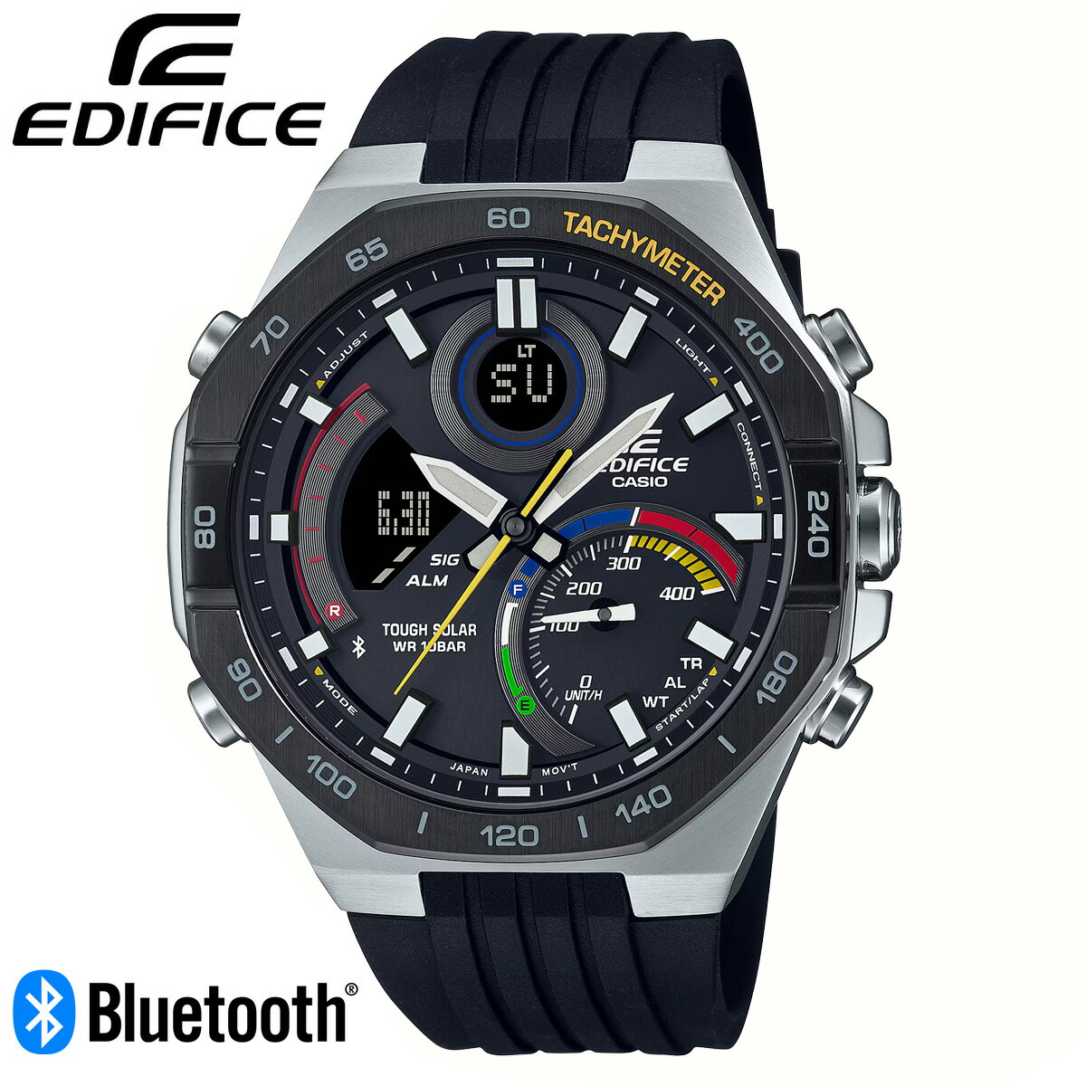 CASIO EDIFICE カシオ エディフィス ソーラー スマートウォッチ Bluetooth ブルートゥース スマホリンク スマホ聯絡 iPhone 手ごわいソーラー ECB-950MP-1A 一ころ マルチ色つや続きもの クロノグラフ アナログ デジタル アナデジ デジアナ 八角形 オクタゴン