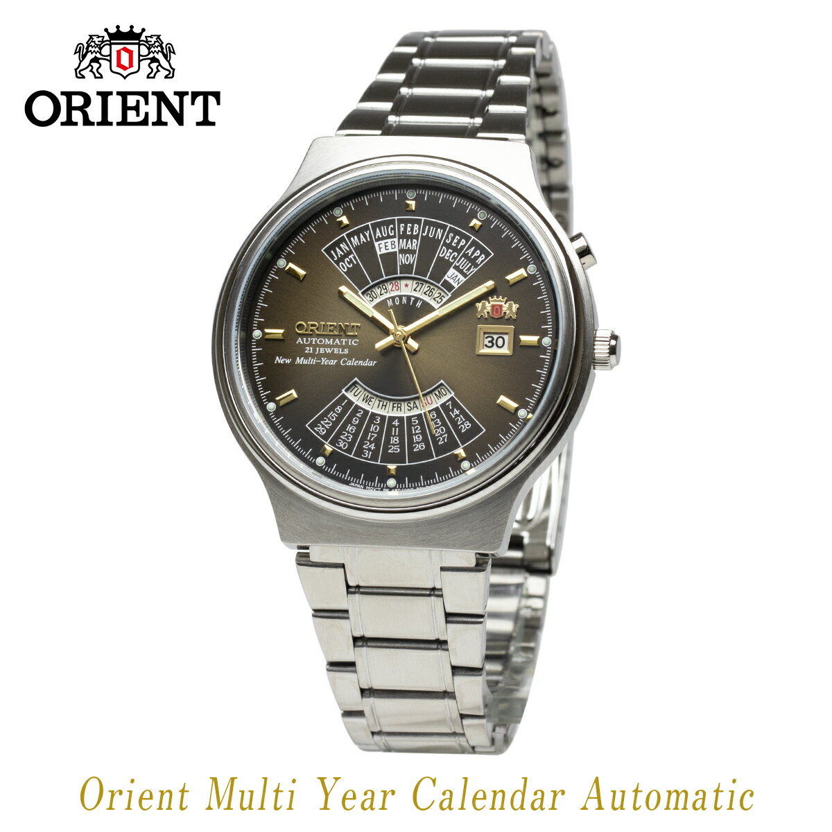 人気ブランド ラッピング無料 サイズ調整無料 Orient オリエント 自動巻き メンズ 腕時計 万年カレンダー Feutw チャコールブラウン オリエントスター マルチイヤーカレンダー オートマチック ウォッチ 男性 曜日 日付 カレンダー マルチカレンダー 国産ムーブ