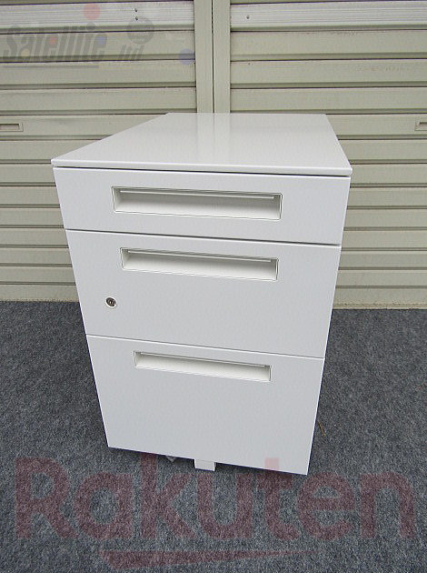 【中古品】イナバ ワゴン A4 3段タイプ ホワイト キャビネット デスクワゴン