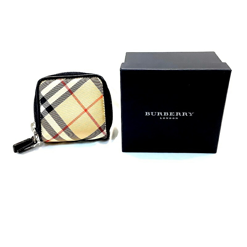 新品　箱付き　BURBERRY LONDON 小銭入れ　ノバチェック　オレンジ バーバリー BURBERRY ノバチェック オレンジ×ベージュ