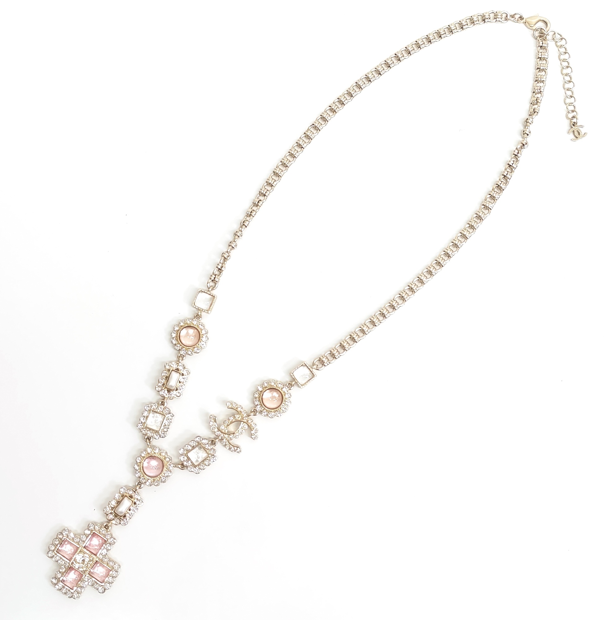 楽天市場】シャネル クロスネックレス 08A カラーストーン付き ピンク