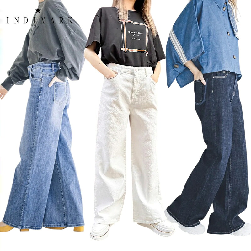 INDIMARK ニューワイド デニム / インディマーク / NEW WIDE DENIM / レディース デニム ジーンズ / DENIM PANTS / グリッチラインポケット / RED PEPPER / レッドペッパー / ブリーチ / インディゴ / ホワイト / WJ167 / WJ168 / WJ191|10-FEET