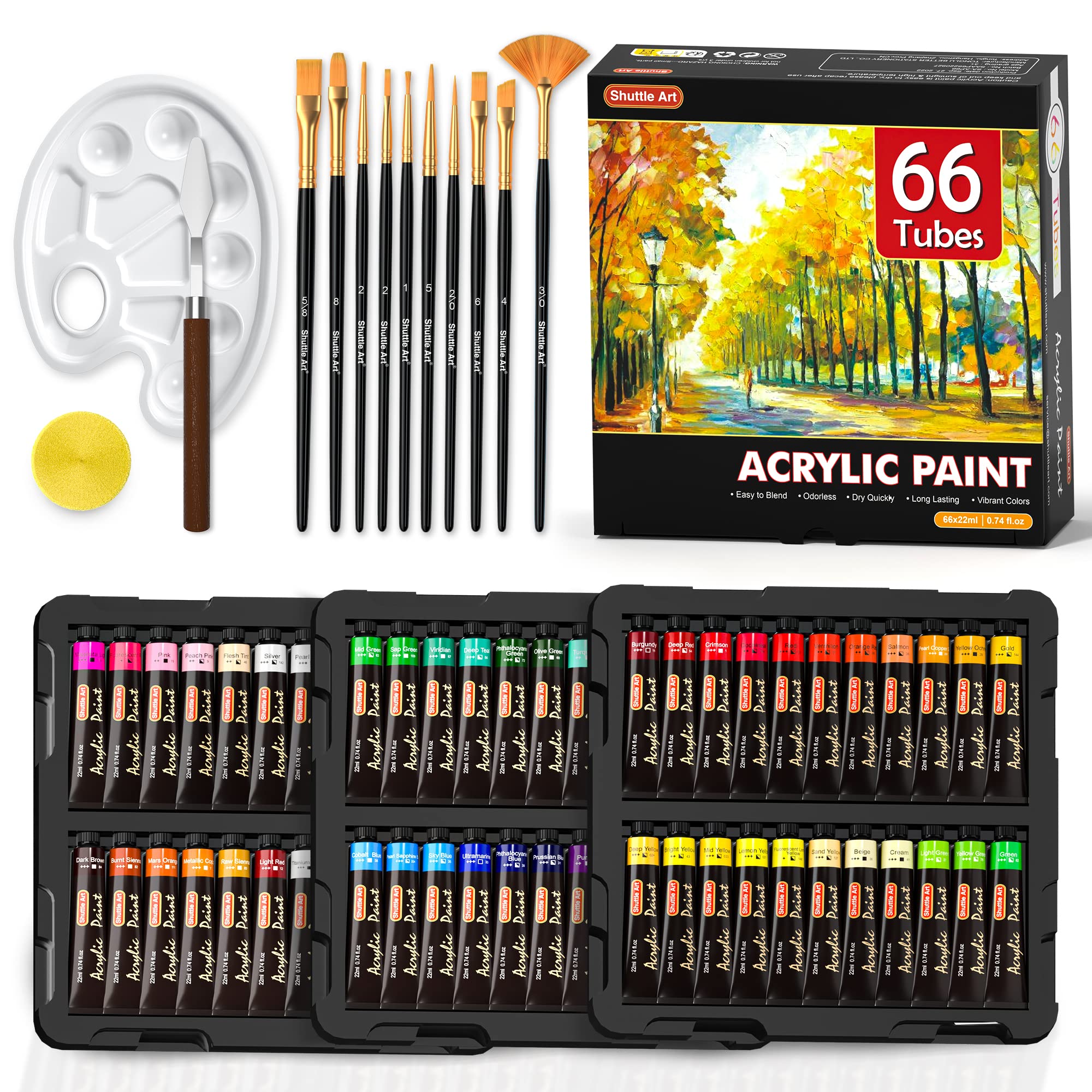楽天市場】Shuttle Art アクリル絵の具 82点セット 66本