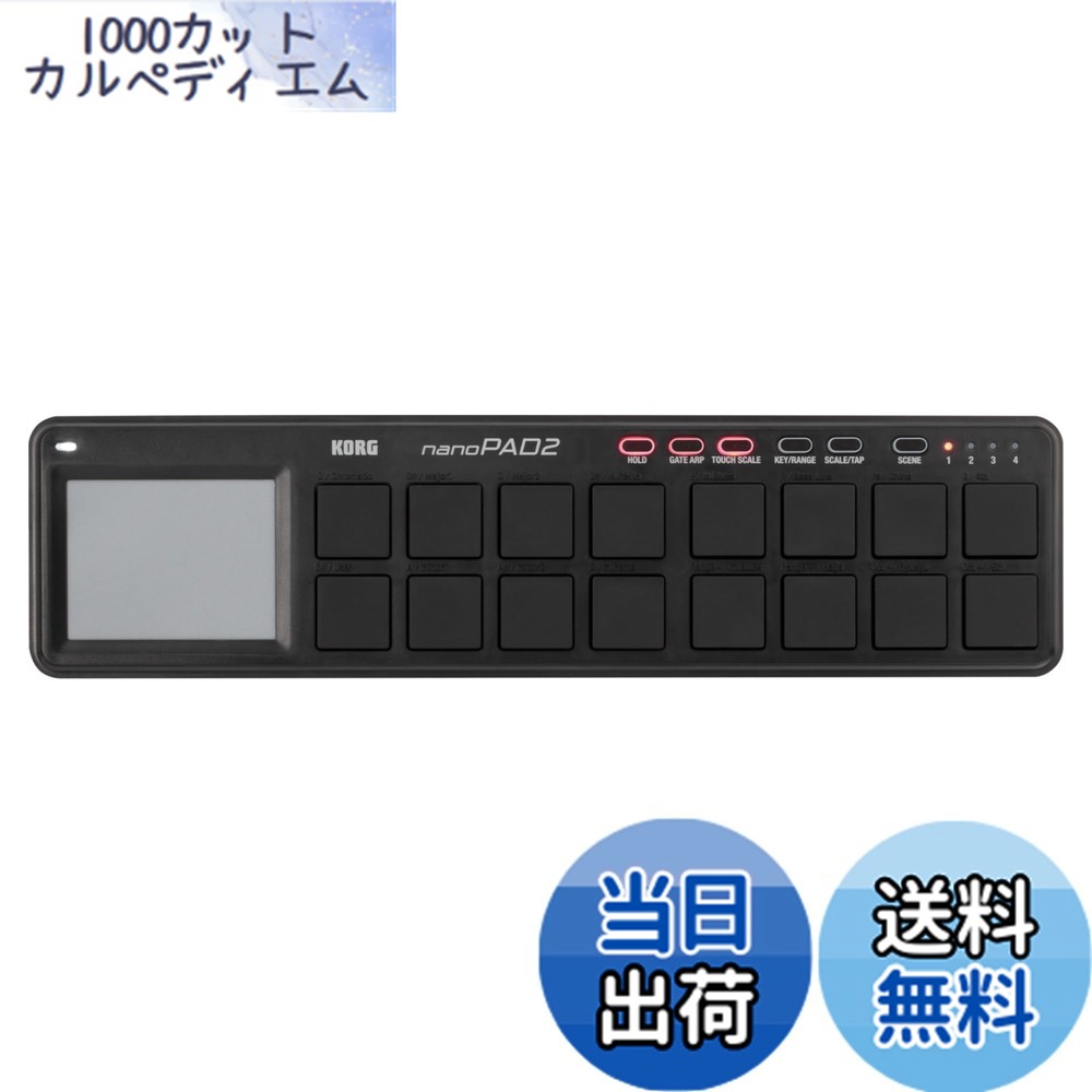 【送料無料】KORG 定番 USB MIDIコントローラー nanoPAD2 BK ブラック ベロシティ対応 16パッド 音楽制作 DTM コンパクト設計で持ち運びに最適 すぐに始められるソフトウェアライセンス込み|1000カットカルペディエム