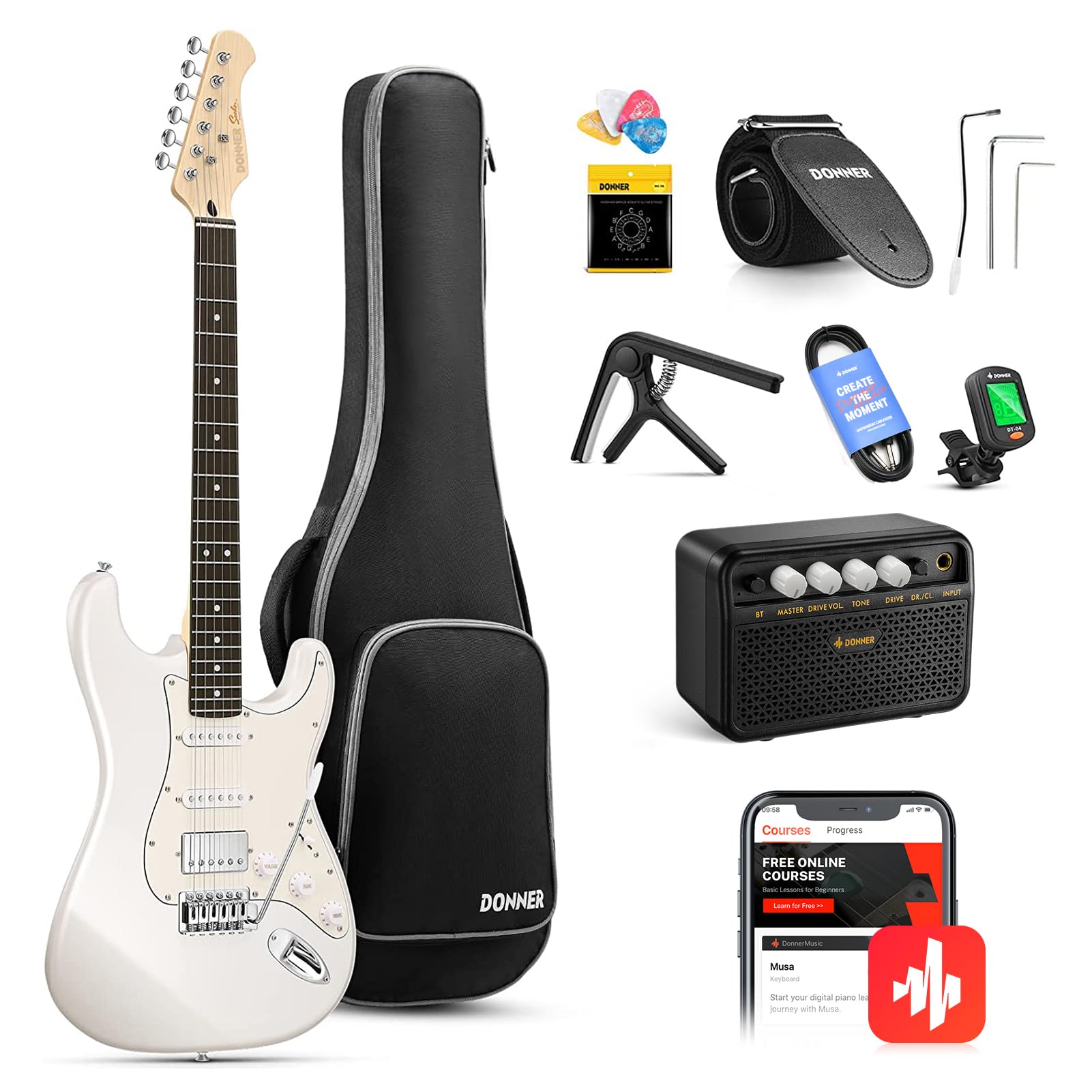 希少 極美品 DONNER DMT100 エレキギター ギターケース付き Amazon.com: Donner Solid Body Electric Guitar, 39 Inch Metal