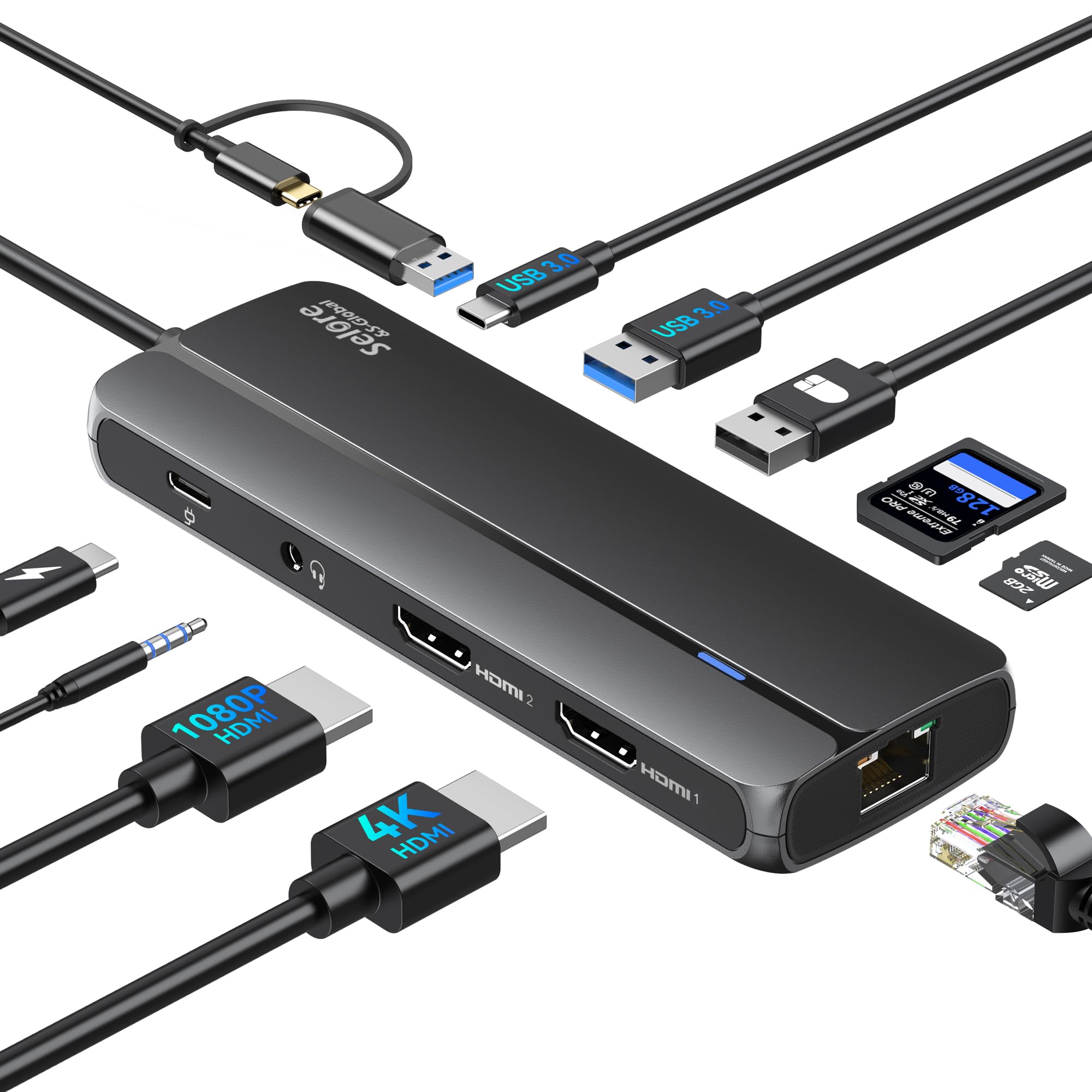 ACASIS USB C ドッキングステーション 15-in-1 Acasis 15-in-1 4K 60Hz USB C Desktop Docking Station for