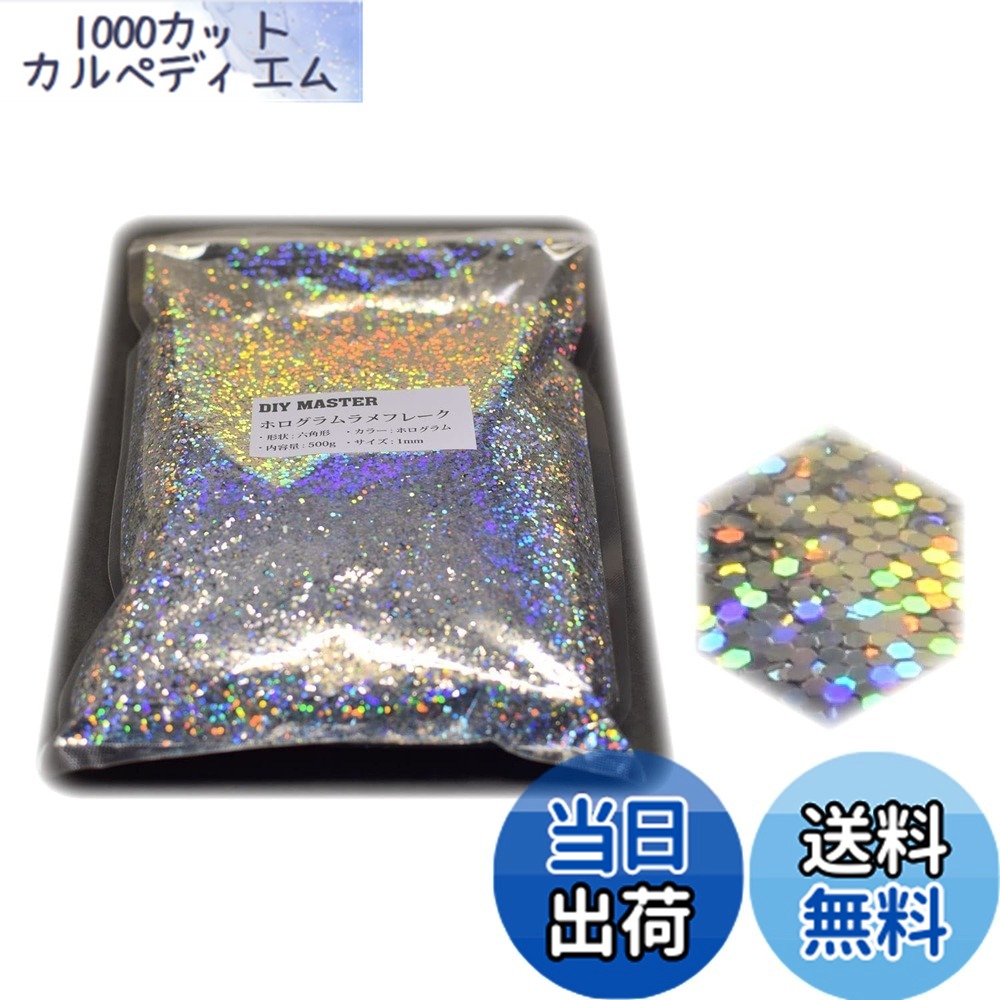 【送料無料】DIY MASTER レインボー ラメ フレーク 0.4mm 50g 色：4.ホログラムラメフレーク、サイズ：07.【1mm】500g｜1000カットカルペディエム 10,382円