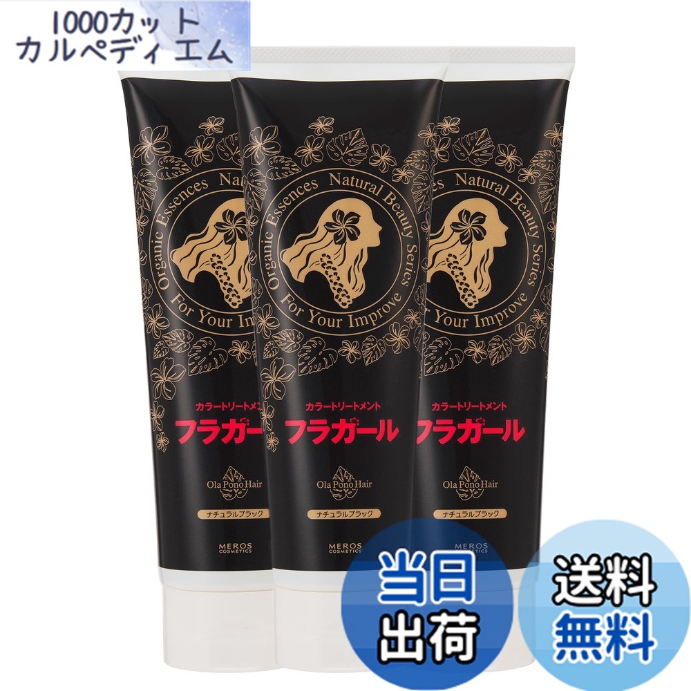 【送料無料】フラガールカラートリートメントノンジアミン ノンシリコン ノンパラベン ノンアルコール 白髪染め 無添加 色：ナチュラルブラック、サイズ：3本