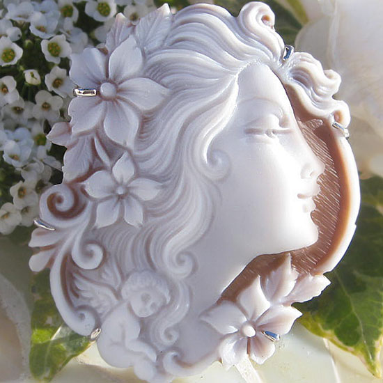 楽天市場】カメオブローチCiro, Vincenzo Mazza作 シェルカメオ