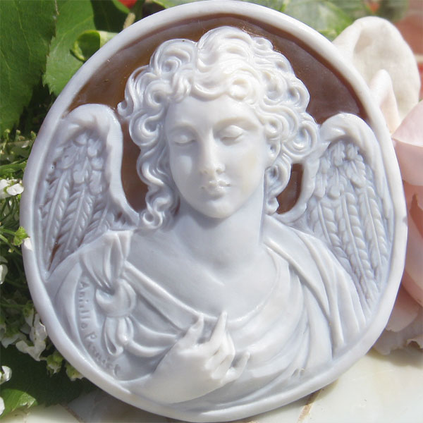 フルネーム 最高ランク作品 Maestro Aniello Pernice作 サードニクス シェル カメオ ルース【神々しいほどに美しい守護天使】