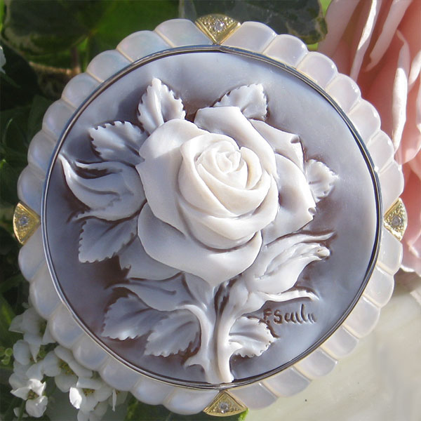 【ももはな】巨匠シュミット  k18 ダイヤ ストーン カメオ 2way CAMEO Gerhard Schmidt作 最高級レッドメノウカメオ K18