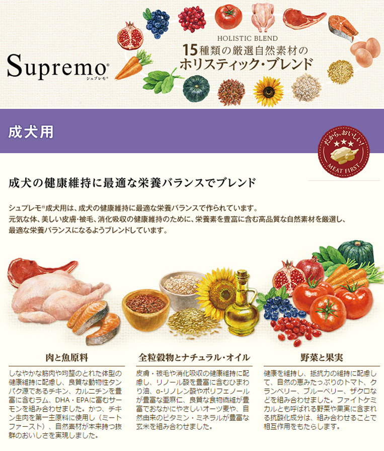 正規品![シュプレモ]Supremo 成犬用 7.5kg 成犬用 フード 中型犬〜大型