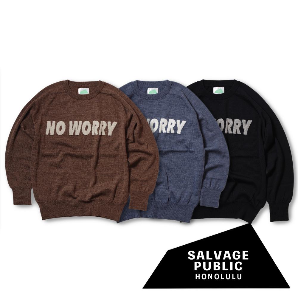 20%OFF【SALVAGE PUBLIC(サルヴェージ・パブリック)】Wool Jacquard Crewneck Knit (NO WORRY) ウールジャカード クルーネックニット ノーウォーリー｜10ver