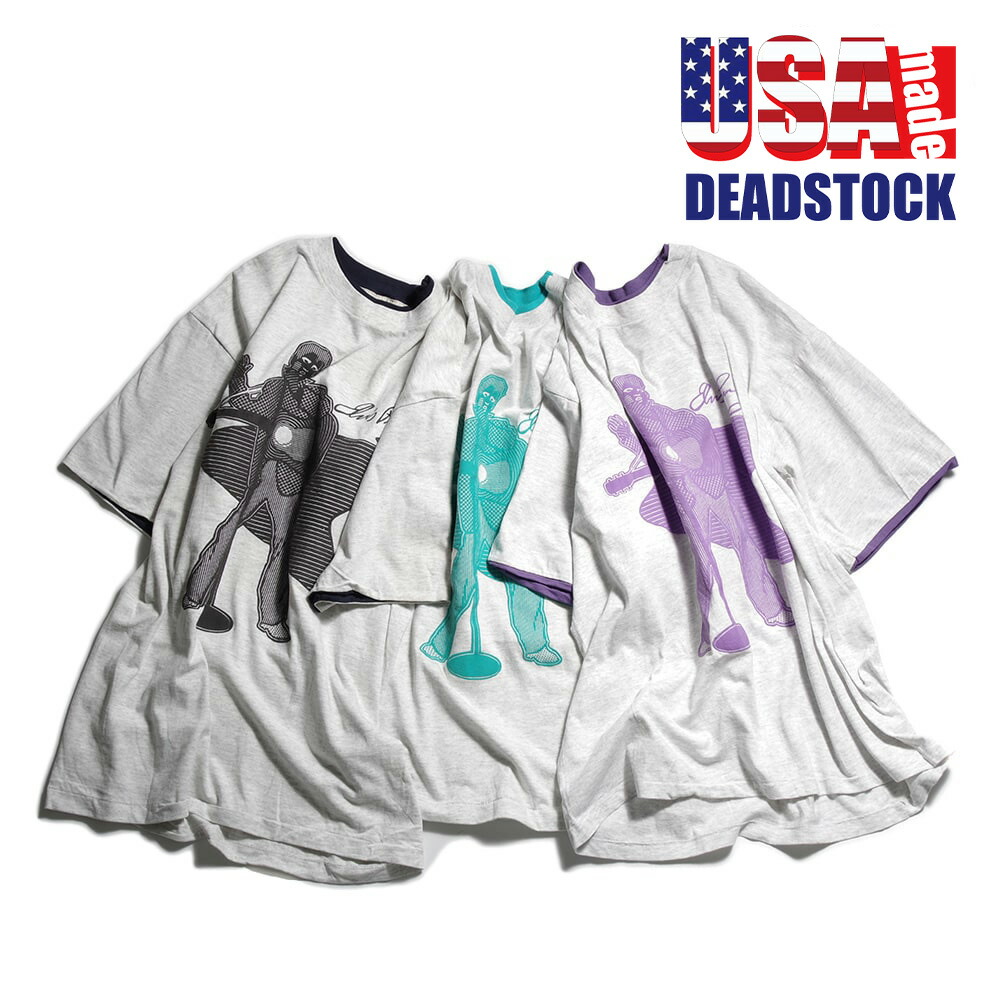 【USA Made DEADSTOCK(亜米利加製デッド店卸し資産)】Elvis Presley 80\u0027s DEADSTOCK Sherry\u0027s cotton100% エルヴィス・プレスリー 80日付けデッド店卸し資産 シェリーズ 綿織物100%上半身当てはめる