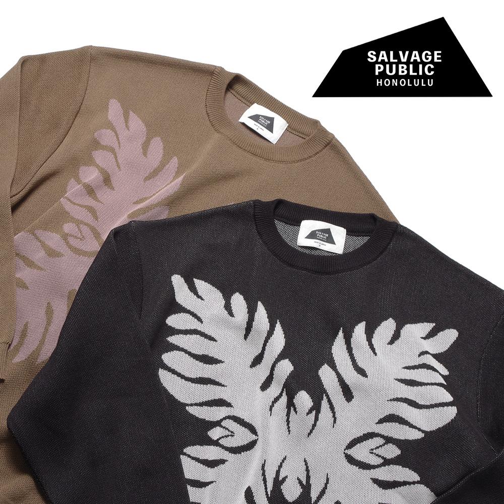 【SALVAGE PUBLIC(サルヴェージ・パブリック)】 Crewneck Longsleeve Knit(Laua'e) クルーネックロングスリーブニット ラウアエ