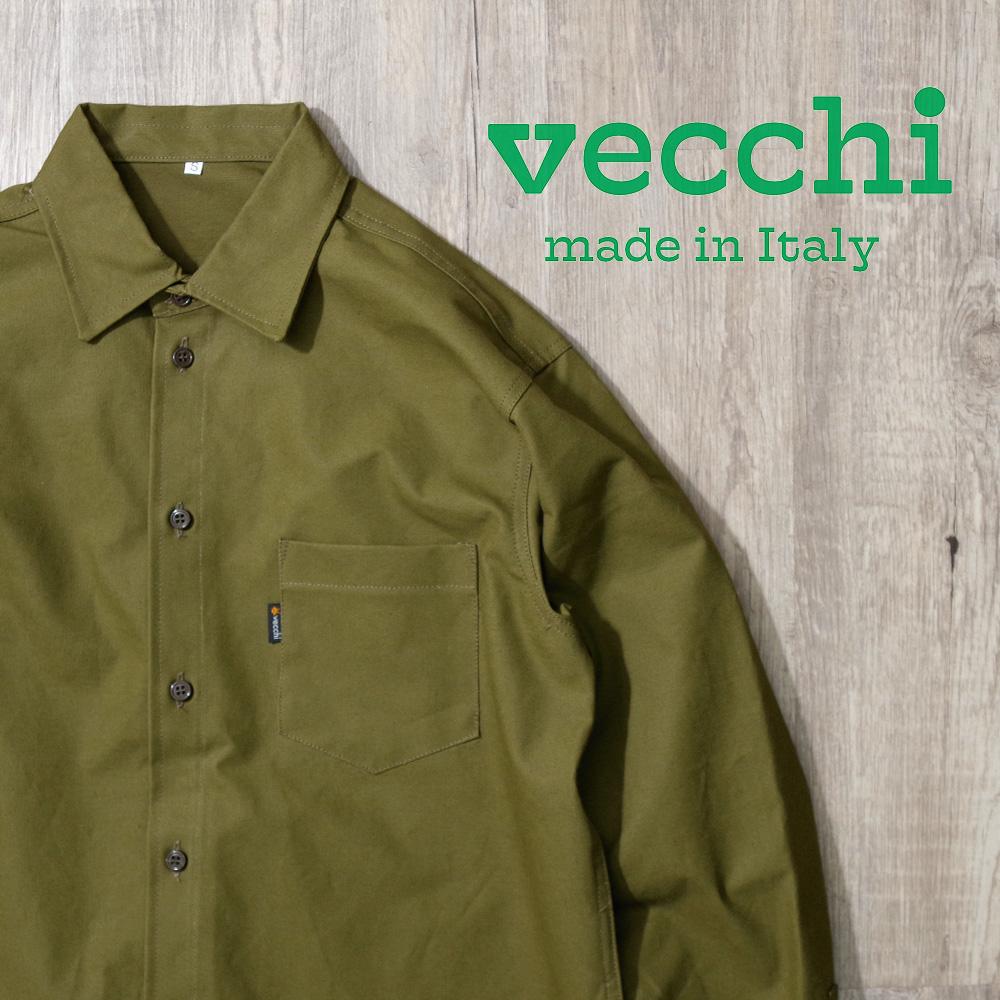 20%OFF【vecchi(ベッキ)】Made In Italy Work Shirts LIMITED FABRIC イタリア製 ワークシャツ 限定生地 ハンガリーミリタリーカラー