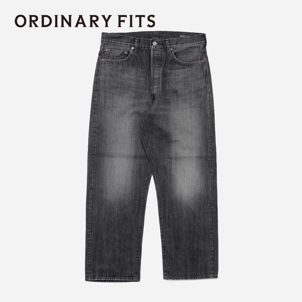 【ORDINARY FITS(オーディナリーフィッツ)】LIMITED MODEL 5PKT BLACKJEANS 117 TYPE LOOSE USED 押さえるひな形 5ポケットブラックジーンズ 117 手合い濫りがわしい ユーズド工業
