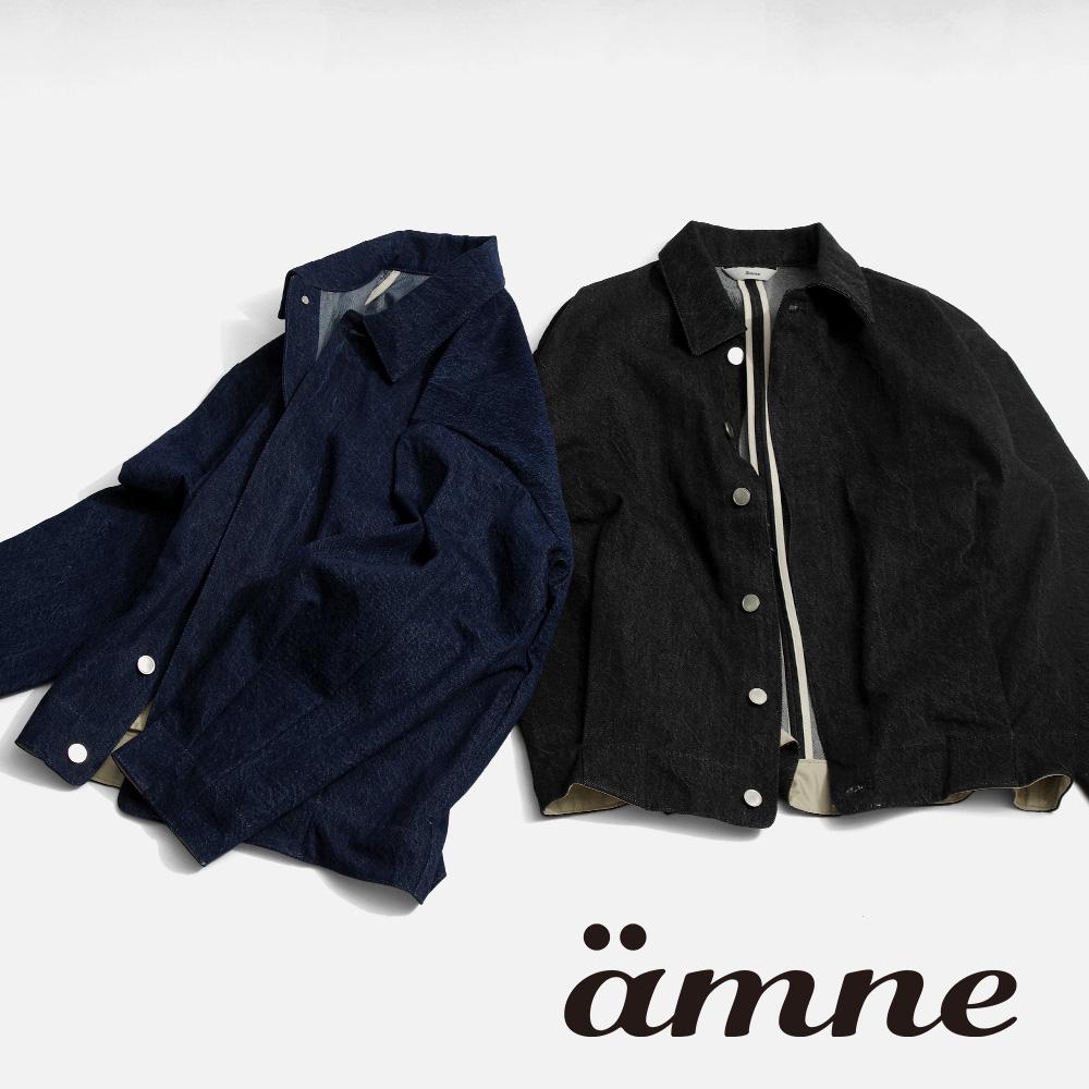 【amne アンヌ】Pre-wash DENIM pleats blouson プレウォッシュ デニム プリーツブルゾン