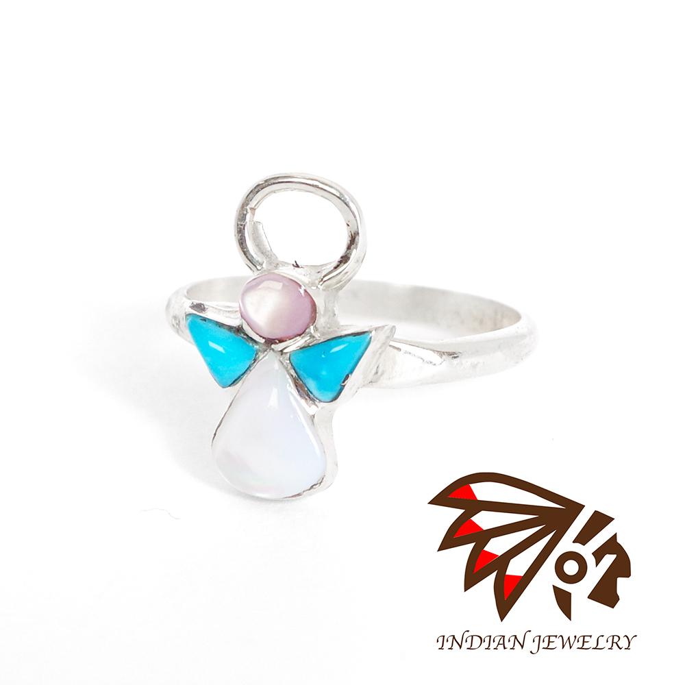【INDIAN JEWELRY 北米インディアン宝飾品】Zuni inlaid angel ring Claidia Shetima ズニ インレイ 天使輪っか クラウディア・シェティマ作