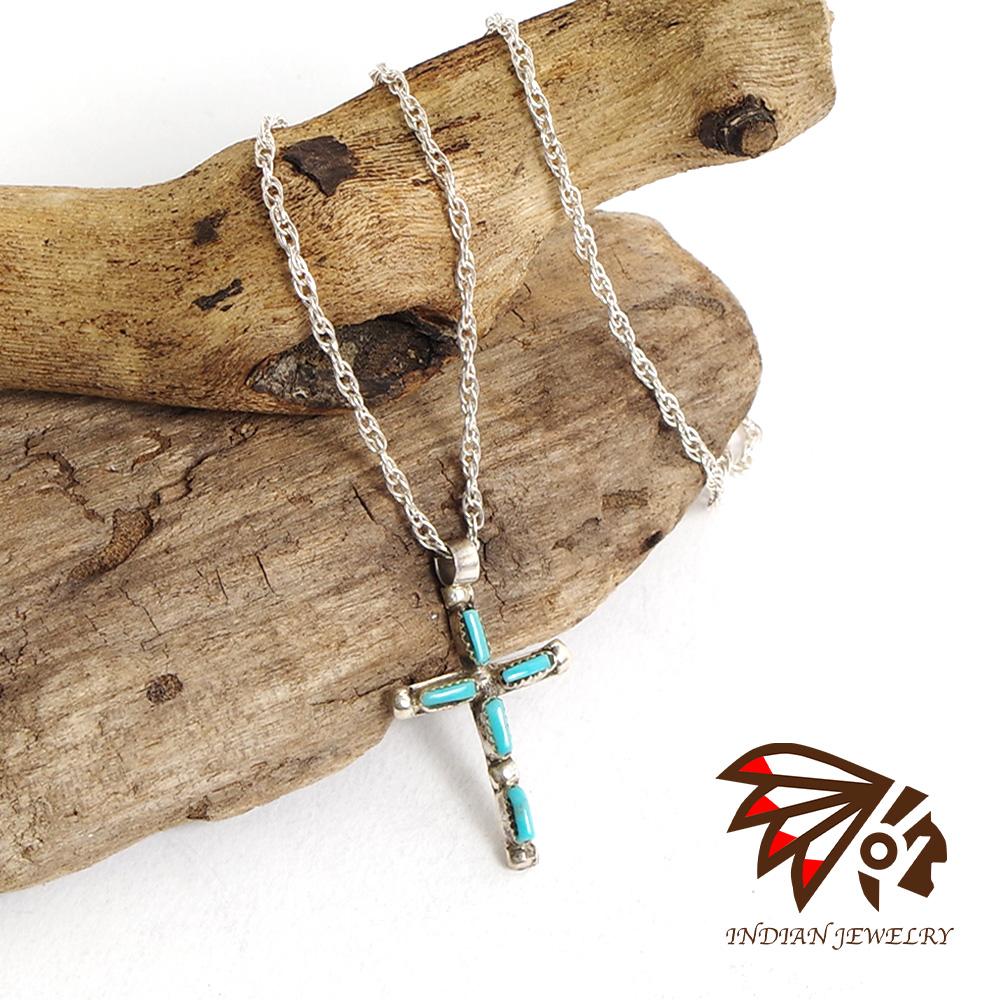 【INDIAN JEWELRY 北米インディアン宝飾品】Navajo cross pendant Angie Bailon ナバホー はりつけ台シャンデリヤ アンジー・バイロン作
