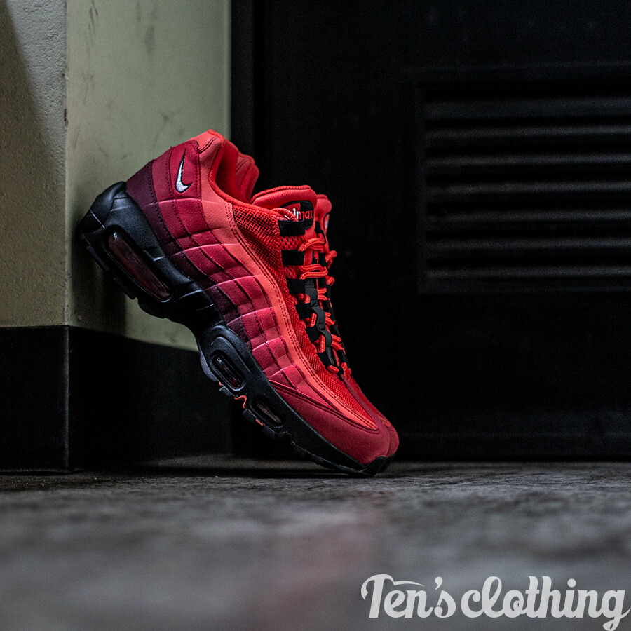 air max 95 habanero red on feet