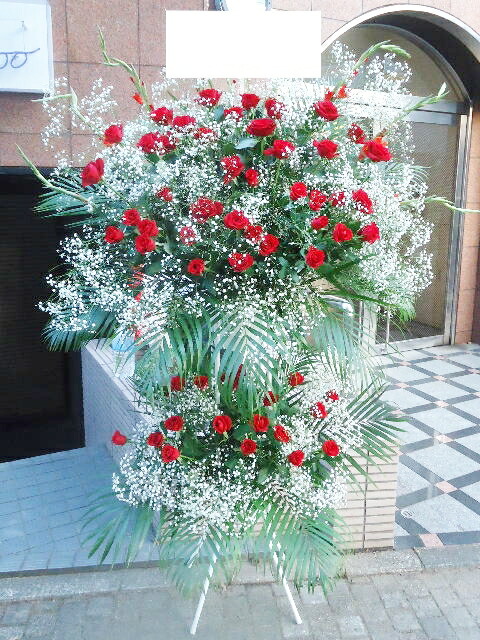 赤薔薇＆カスミソウ 照明ランプ花2段 RT-ST2-2088 御祝・開店・生まれ落ちる日・畏まり・ショウルーム・モデルルームなどの御祝事に！全国送りとどける能力のある！※15時までのご申し付けるで当日送りとどける出来る領域あります。（構成要素お届けできない領域あり）