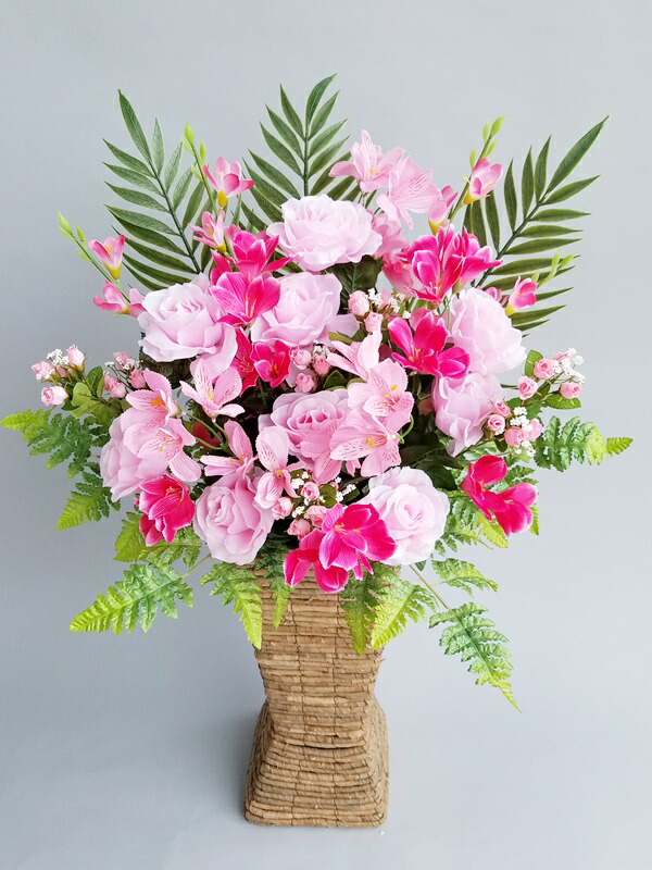 rt-zouka-016 枯れないお花 造花スクエアスタンド花45cm Ｓサイズ 色合いピンク系 開店・御祝・モデルルーム・ショールーム・パチンコ屋など ※15時までのご注文で宅急便で翌日お届け可能です