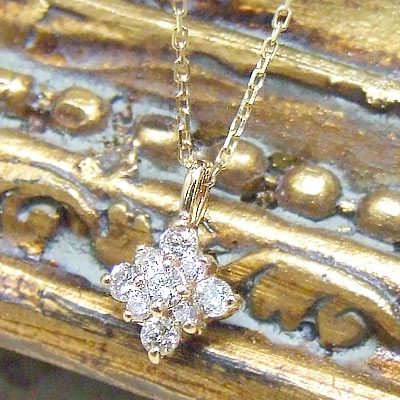 ネックレス ☆Pure Shine☆シンプルな中にピュアな輝きを集めて!9石のダイヤモンドを散りばめた、繊細なデザインのネックレス★K10イエローゴールド ダイヤモンドトータル0.08カラット 4月の誕生石 おしゃれ プレゼント 女性|ジュエリー 11時のティータイム