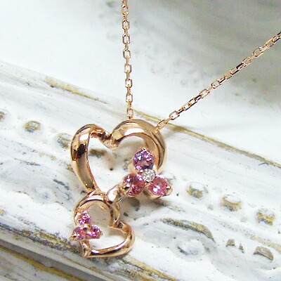ネックレス ネックレス レディース ☆RomanticPrincess☆憧れのプリンセスに…!ハートにピンクグラデーションの天然石を散りばめた姫デザイン!K10ピンクゴールド ネックレス ダイヤ アメシスト トルマリン ピンクサファイア 10K 10金 PG プレゼント 女性|ジュエリー 11時のティータイム