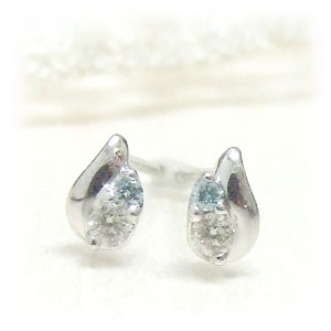 ピアス ☆Sweet Heart・Sweet Blue☆しずくラインにダイヤモンドとスイートブルーダイヤモンドを添えて‥ホワイトゴールドピアス 11時のTeatime レディース おしゃれ アクセサリー ジュエリー ラッピング無料