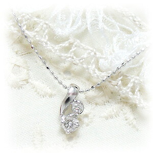 ネックレス ～Dress up Diamond～ 2石ダイヤモンドのアシンメトリーネックレス,Ｋ10ホワイトゴールド シンプル 11時のTeatime レディース おしゃれ アクセサリー ジュエリー ラッピング無料