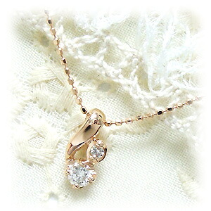ネックレス ～Dress up Diamond～ 2石ダイヤモンドのアシンメトリーネックレス ピンクゴールド シンプル 11時のTeatime レディース おしゃれ アクセサリー ジュエリー ラッピング無料