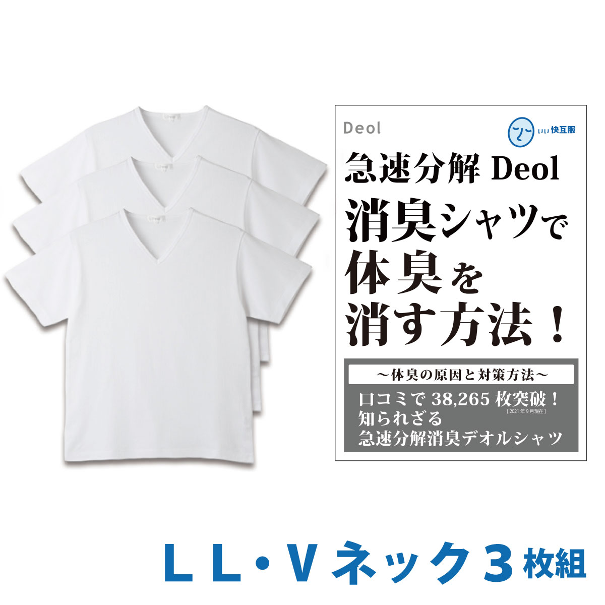 デオル ブイネック天竺Tシャツ Ｍサイズ２枚組 ヌーラ まとめ買い 白 