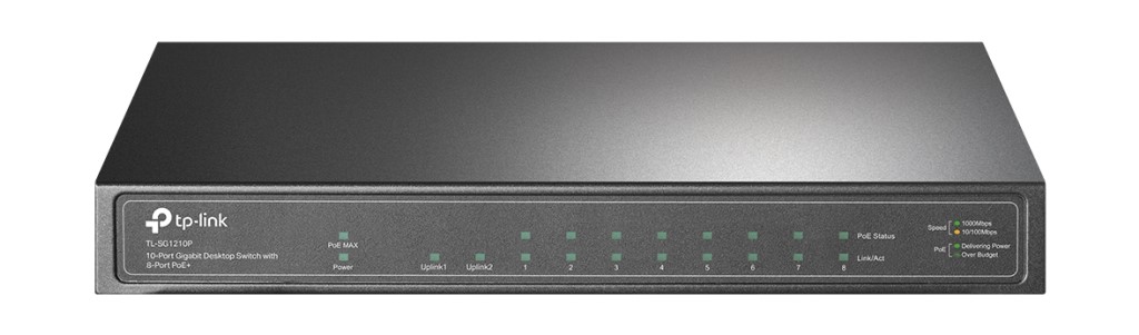 10ポート ギガビット デスクトップ スイッチングハブ(8 PoE+ポート搭載)
