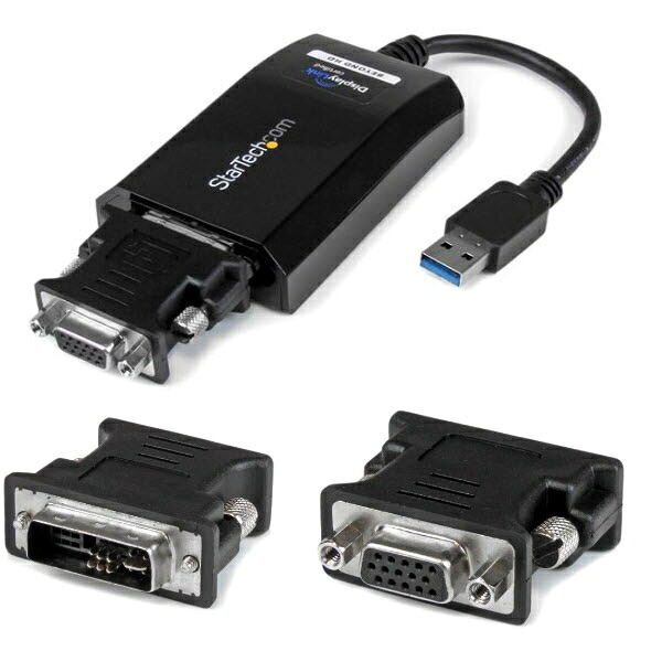 USBディスプレイアダプター/USB 3.0/USB Type-A-DVI(DVI-VGAアダプター付き)/2048 x 1152/USBビデオアダプター