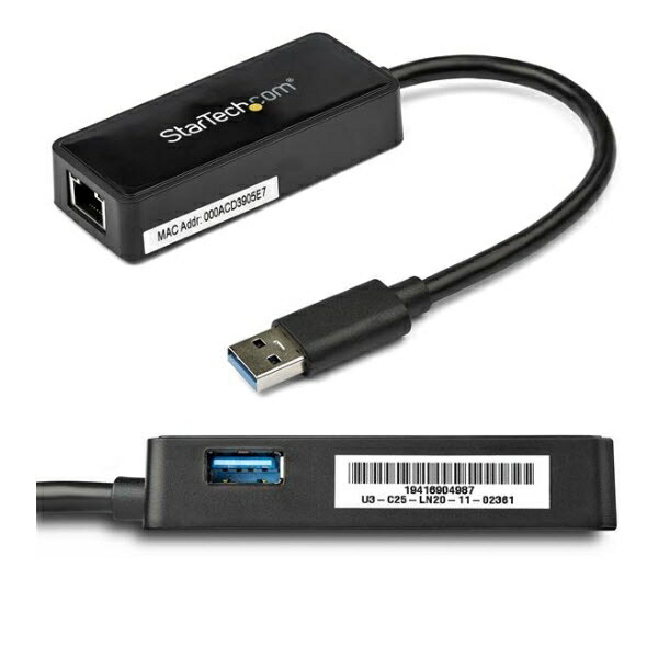 USB有線LANアダプター/USB-A接続/USB 3.0/10/100/1000Mbps/1x USB-A/各種OS/ブラック/ギガビットイーサネット/ノートパソコン用 RJ45 ネットワーク 変換 コンバーター