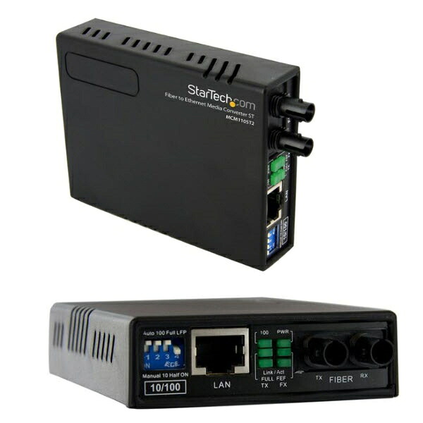 光手段変換器 イーサネット/Ethernet(10Base-T/100Base-TX) - 光衣料繊維(100BASEーFX) マルチ流行り物 ST 2粁 RJ-45(刃針) - 光衣料繊維 デュプレックスST(刃針) その他-パソコン・周辺機器