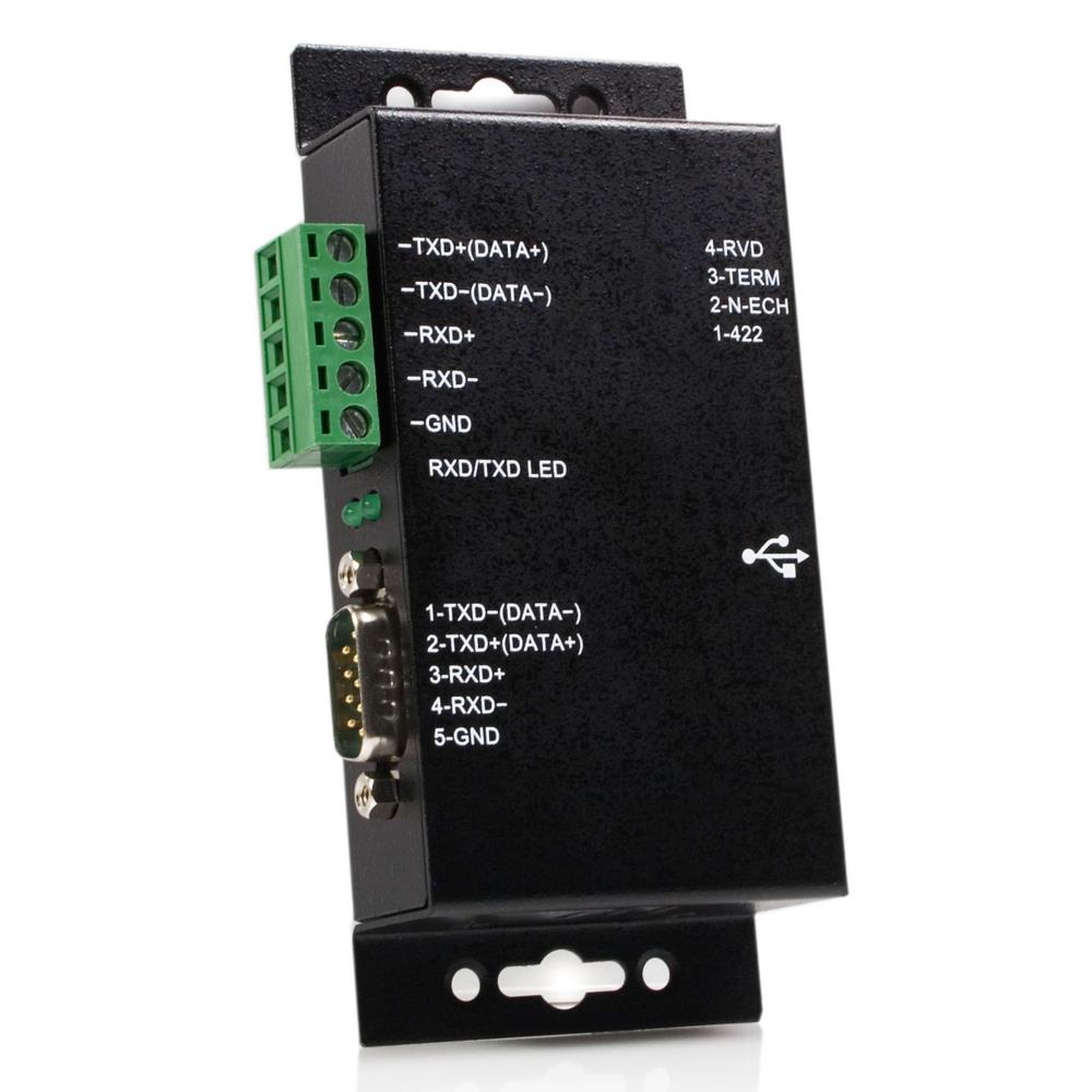 産業用USB - 1ポートRS422/RS485シリアル変換絶縁型アダプタ サージ保護回路付き 1x USB メス - DB9 オス / ターミナルブロック 5線式