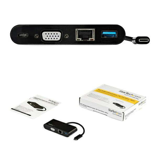 USB Type-C接続マルチアダプタ VGA/60W USB PD/ギガビット有線LAN