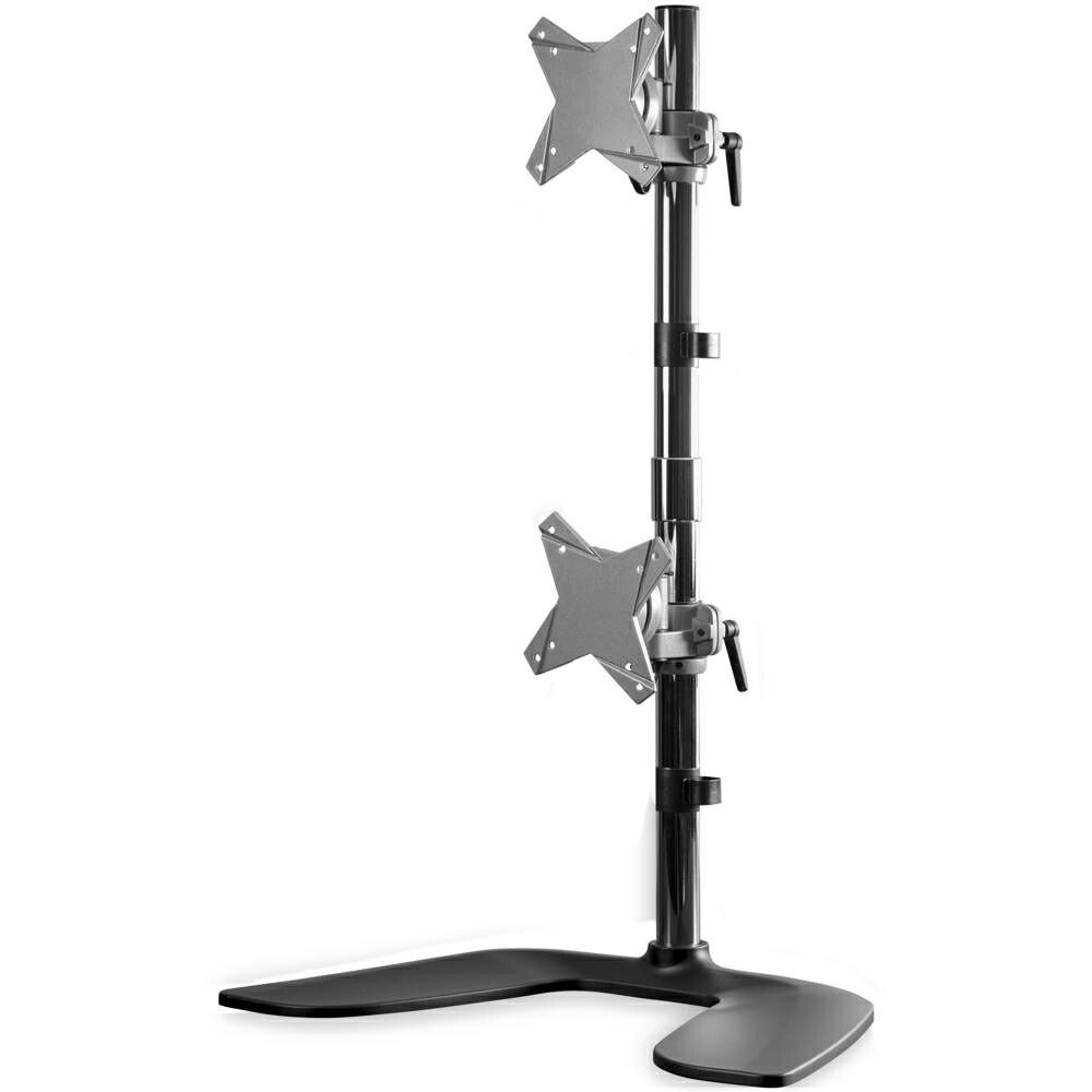 モニタースタンド/置き型/2画面(上下)/最大27インチまたは34インチワイド/耐荷重各8kg/VESA対応/高さ調整可能/ブラック & シルバー/自立式 PC パソコン ディスプレイアーム|123market 店
